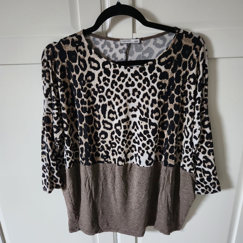 ZARA Leopard print shirt Size M